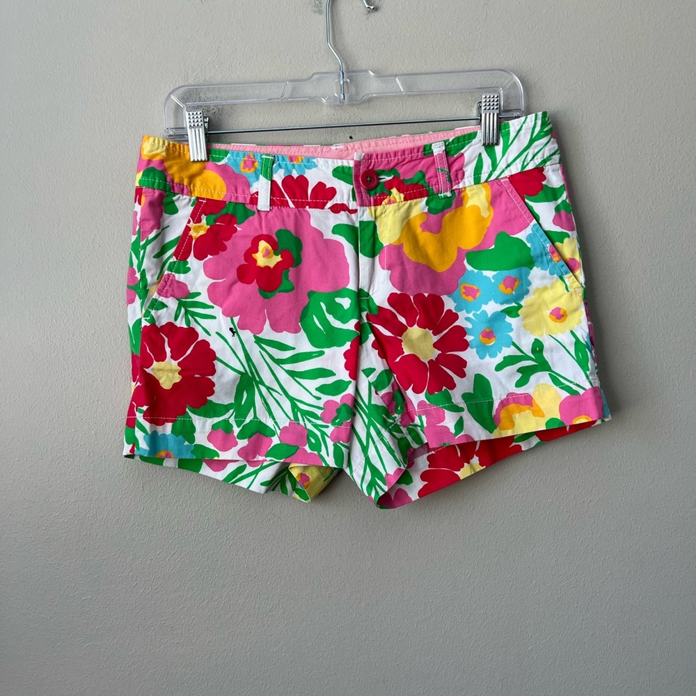 Lilly Pulitzer Floral Print Cotton Shorts in Pink, Green, Yellow, Red, Blue - Picture 9 of 9